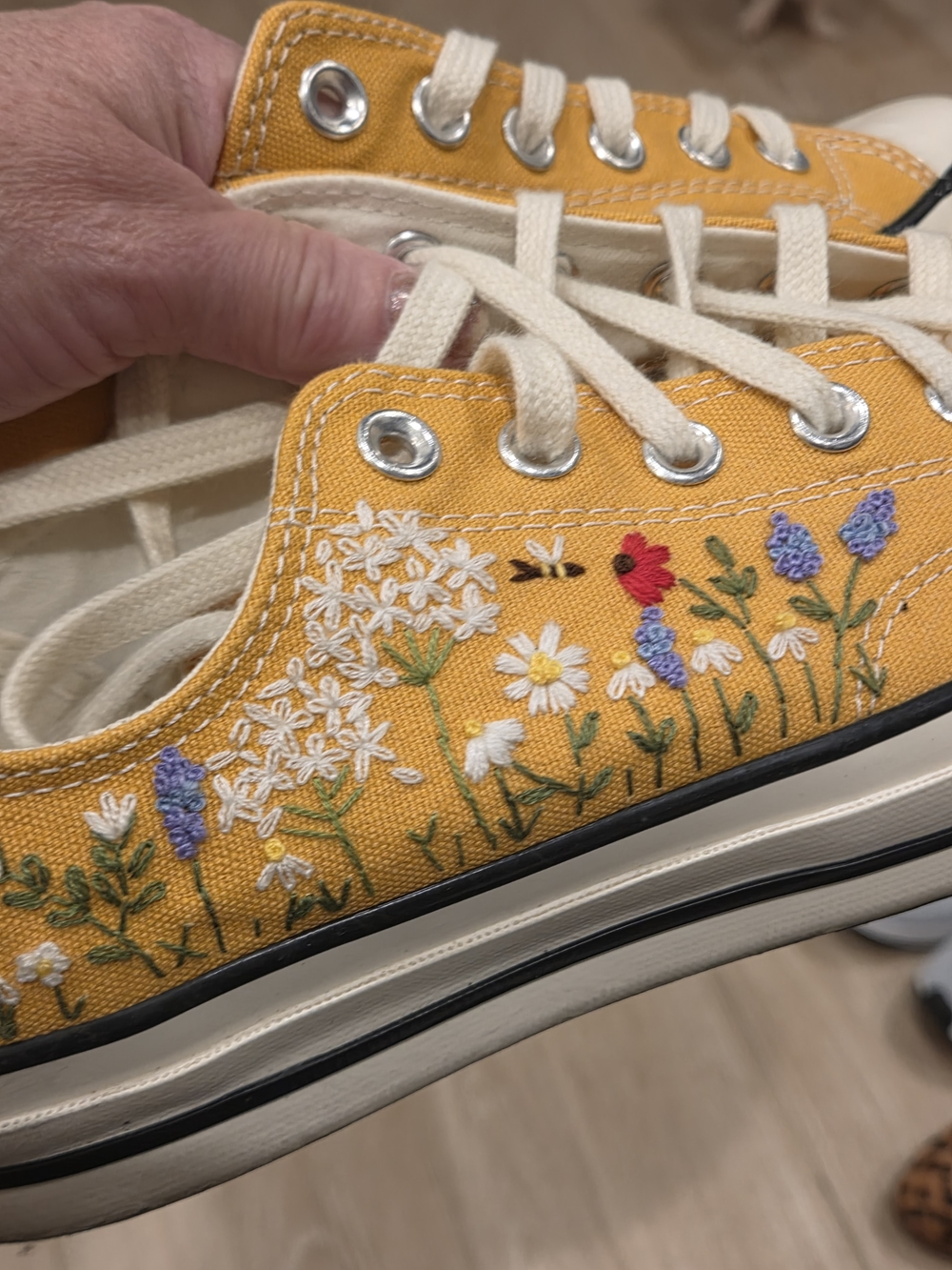 Converse Yellow Floral Embroidered Canvas Sneakers